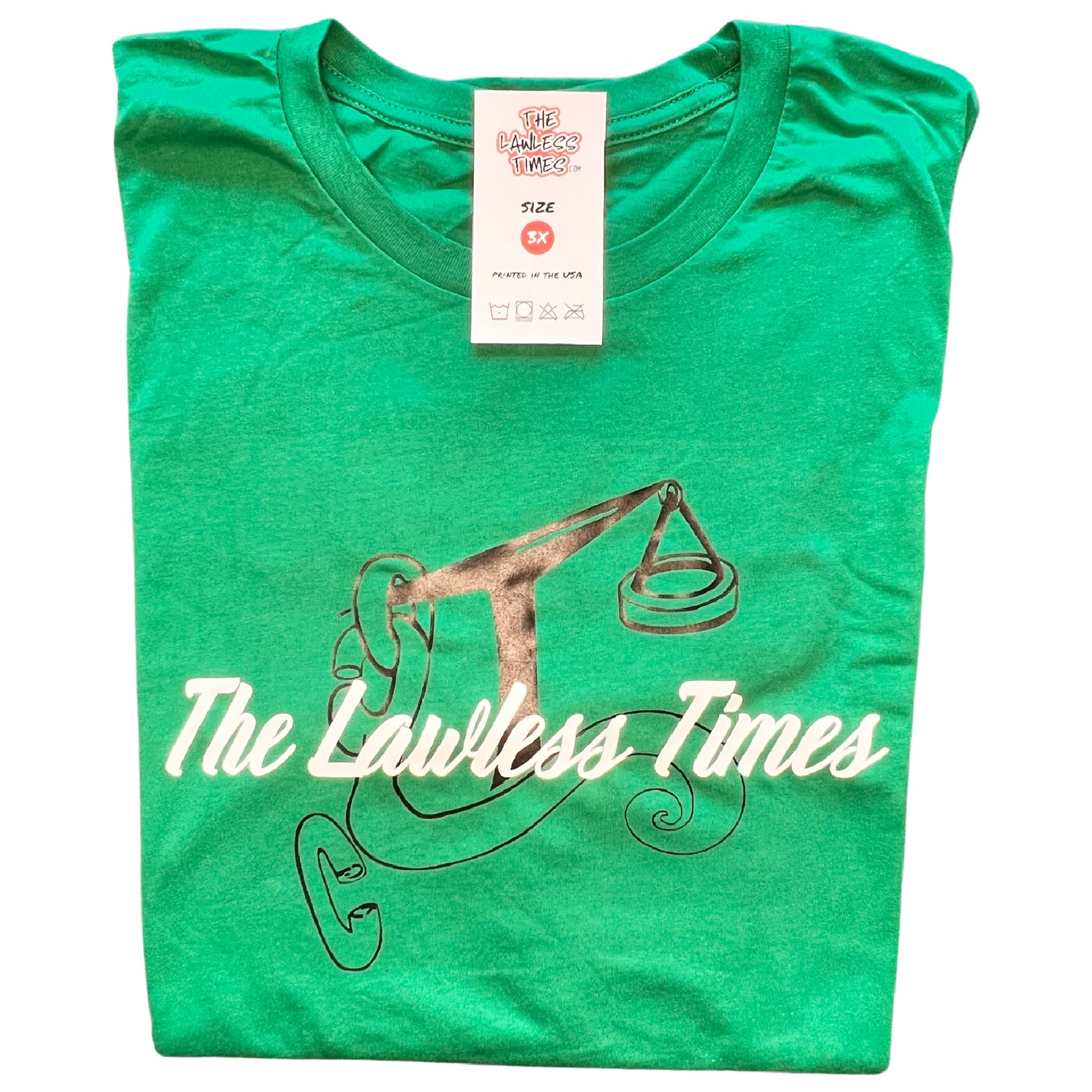 The Lawless Times | Script Logo Design T-Shirt - Kelly Green