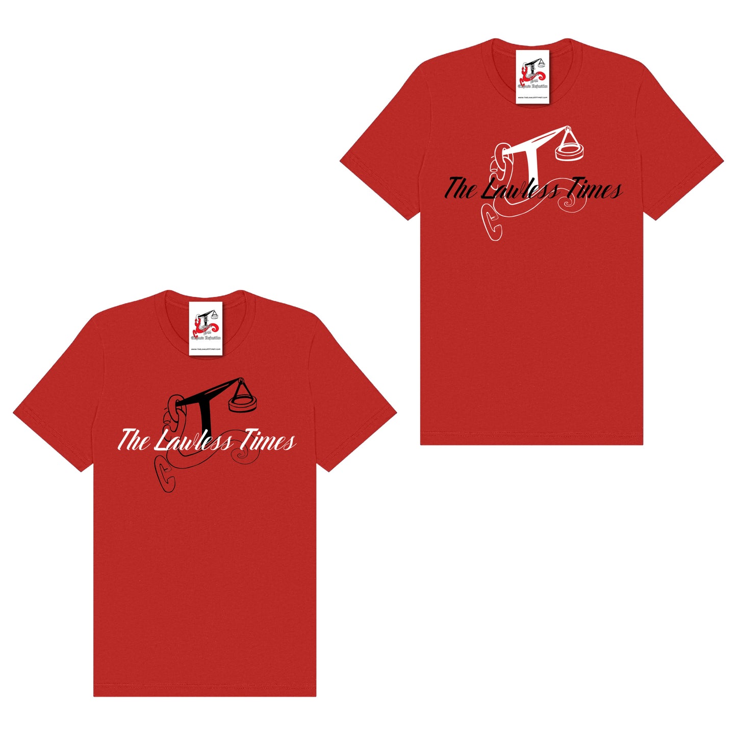 The Lawless Times | Script Logo Design T-Shirt - Red