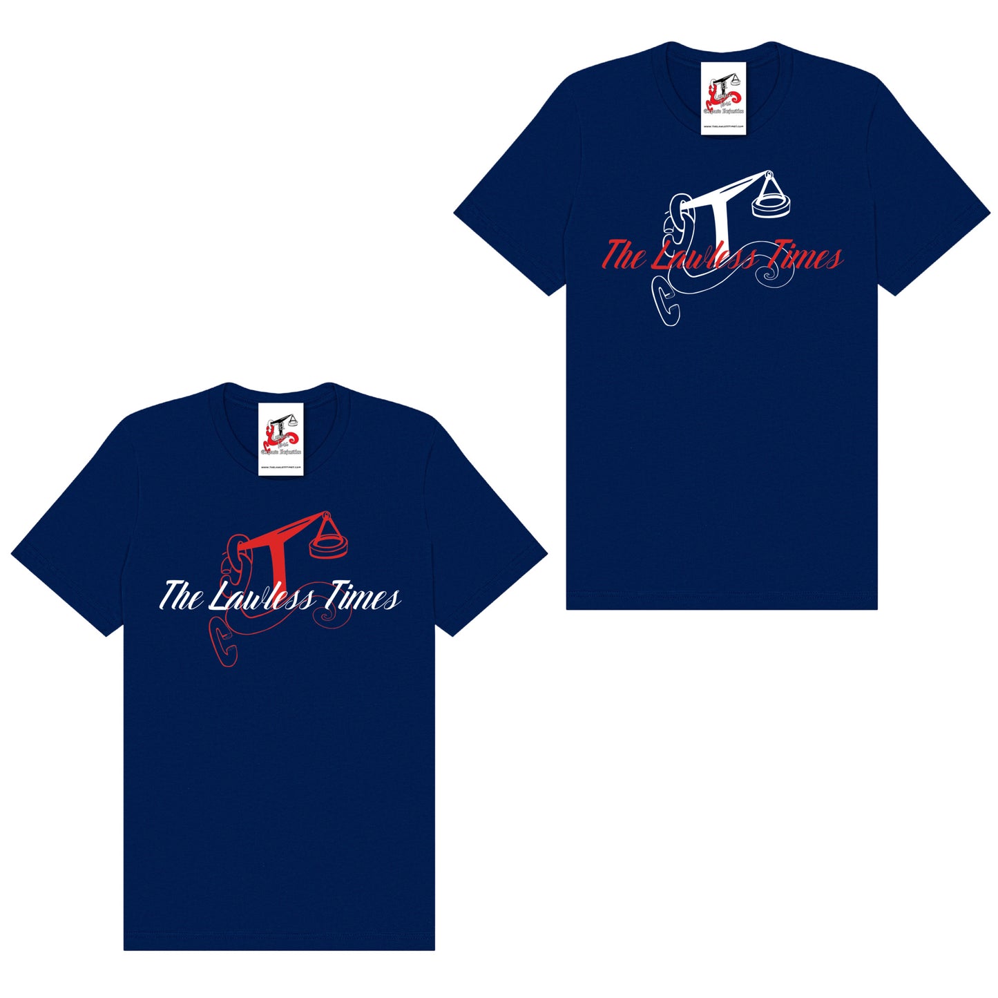 The Lawless Times | Script Logo Design T-Shirt - Navy