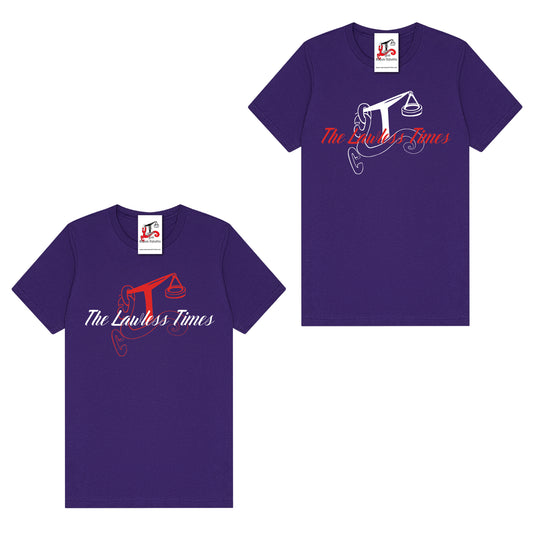 The Lawless Times | Script Logo Design T-Shirt - Purple