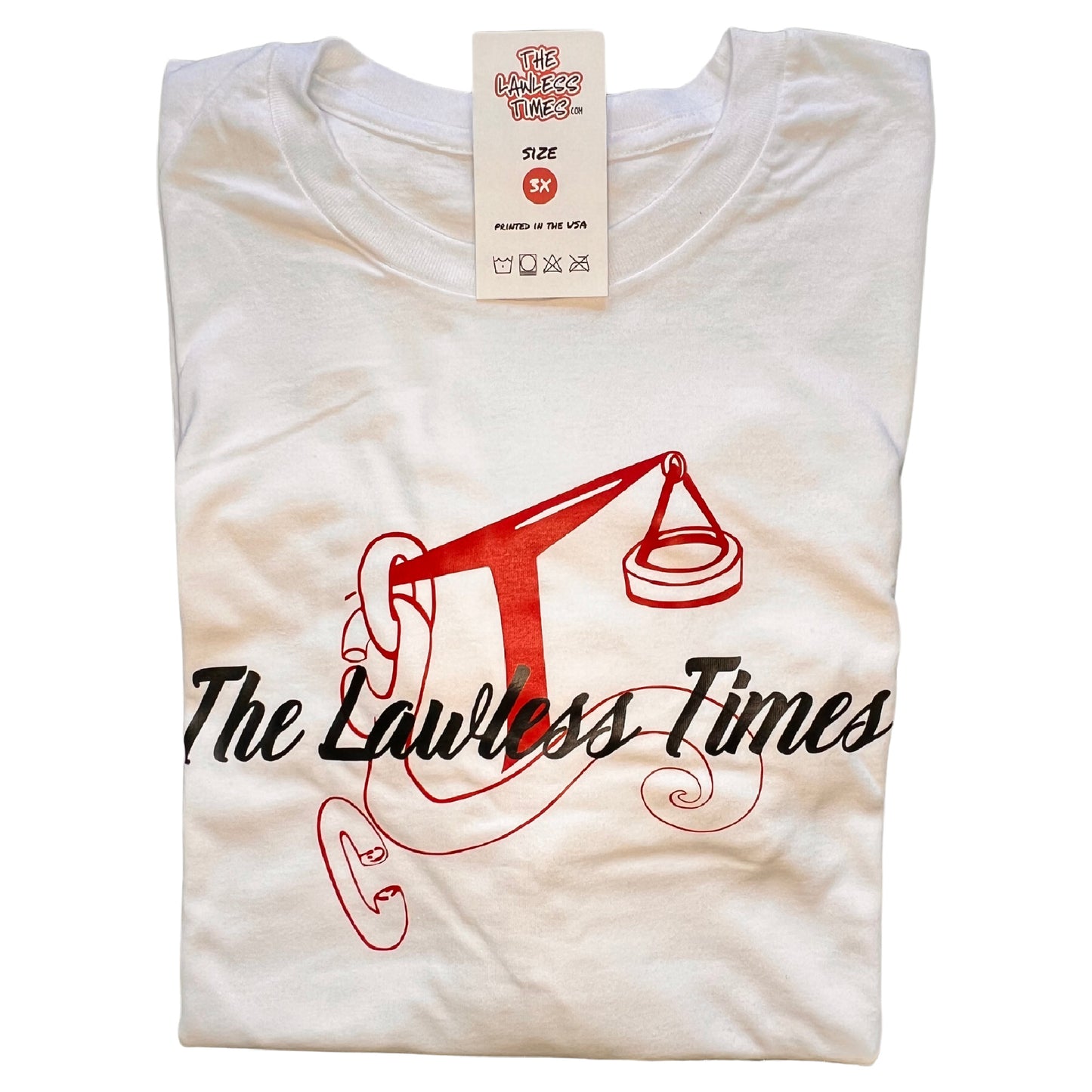 The Lawless Times | Script Logo Design T-Shirt - White