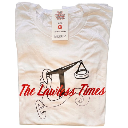 The Lawless Times | Script Logo Design T-Shirt - White