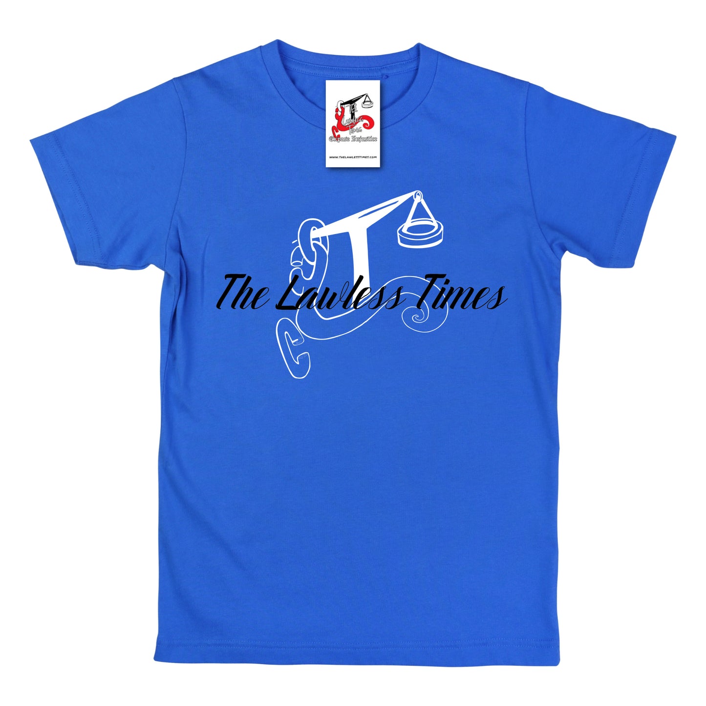 The Lawless Times | Script Logo Design T-Shirt - Royal Blue