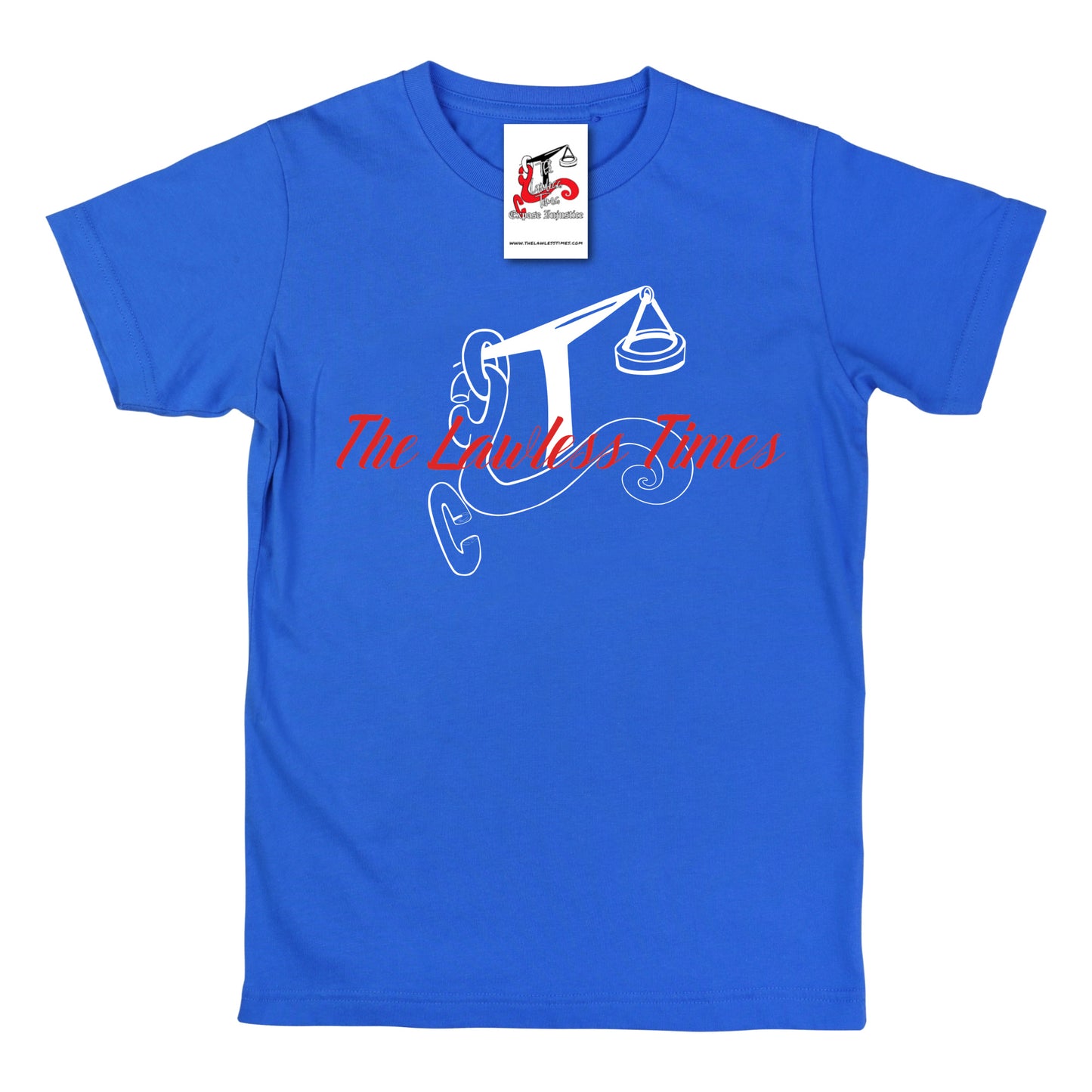 The Lawless Times | Script Logo Design T-Shirt - Royal Blue