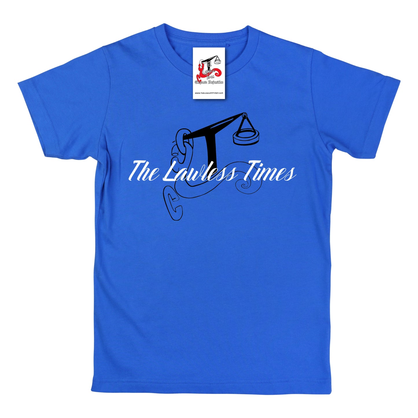 The Lawless Times | Script Logo Design T-Shirt - Royal Blue